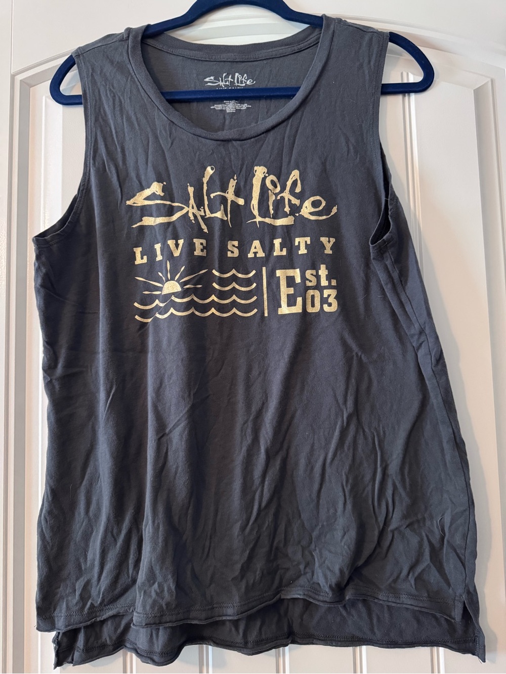 Salt Life Charcoal Tank with Gold Logo